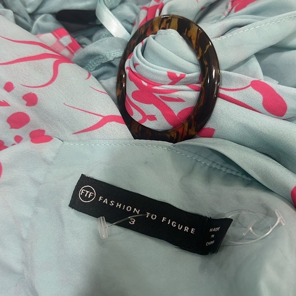 Teal Maxi Dress with Coral Floral Design - Picture 8 of 9